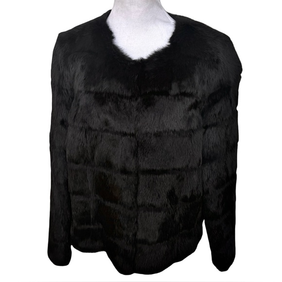Joie Jackets & Blazers - Vintage Black Rabbit Fur Coat By Joie Women Sz Medium Fit Jacket Great Condition